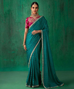 Beautiful Silk With Zari Butti Less Border Saree