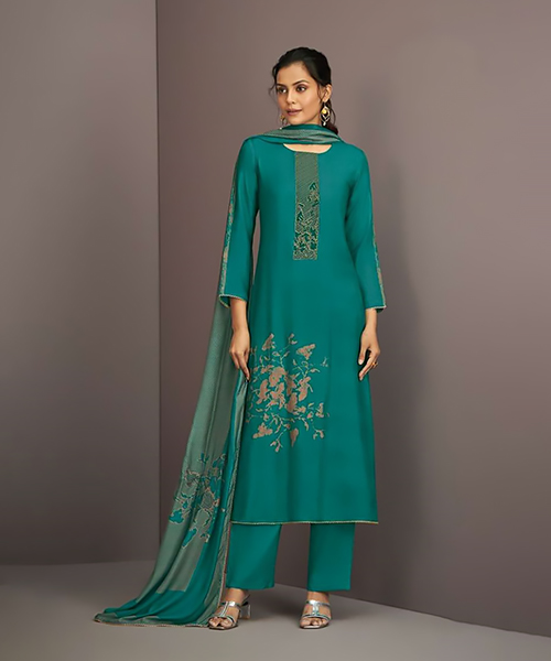 Sky blue Silk Partywear Suit