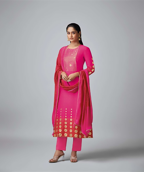 Pink Muslin  Designer Suit