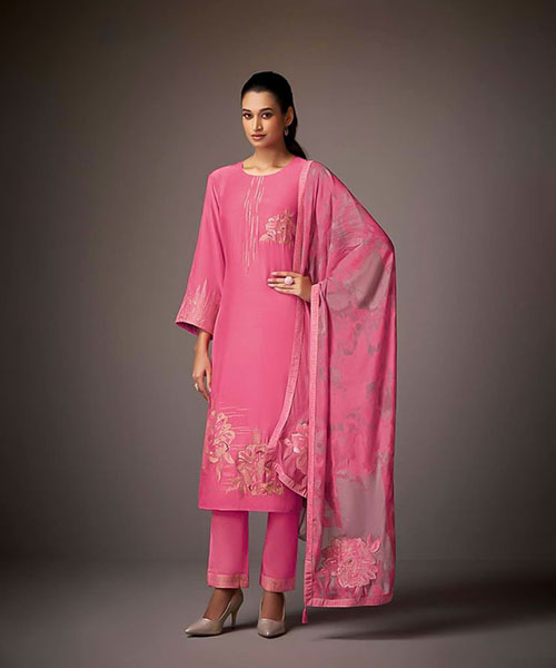 Pink  Muslin Jacquard Designer Salwar Kameez