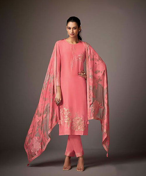 Light Pink Muslin Jacquard Designer Salwar Kameez