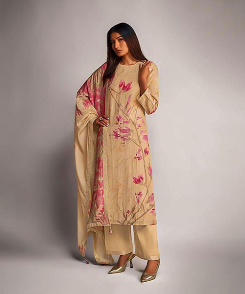 Light Yellow Pure Linen Designer Salwar Kameez