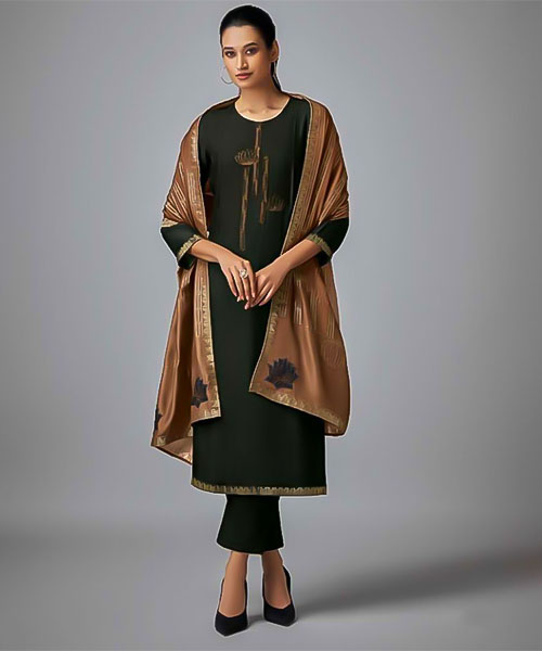 Black  Tusser Silk Party Wear Salwar Kameez in delhi