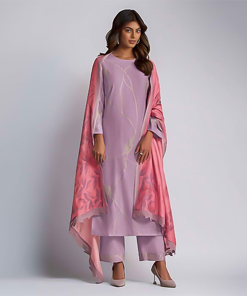 Purple  Linen Jacquard Party Wear Salwar Kameez in delhi