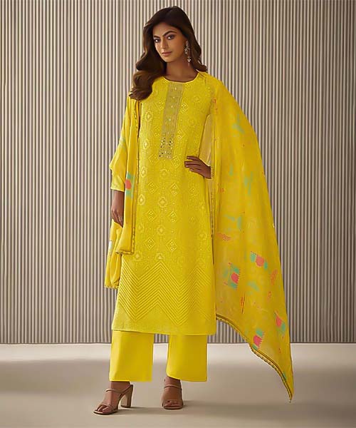 Yellow  Silk Party Wear Salwar Kameez in mumbai