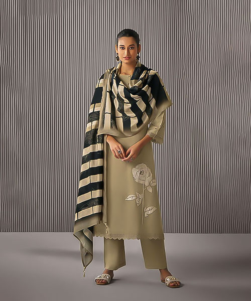 Brown Lawn Cotton Party Wear Salwar Kameez