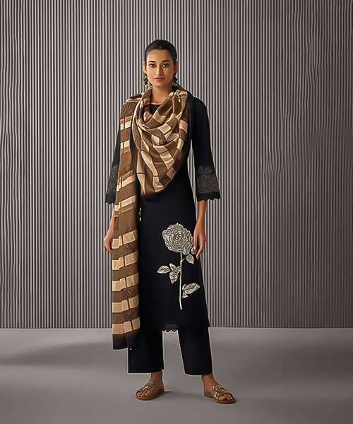 Black Lawn Cotton Party Wear Salwar Kameez