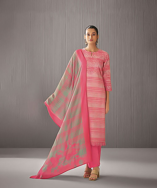 Pink  Linen Cotton Party Wear Salwar Kameez