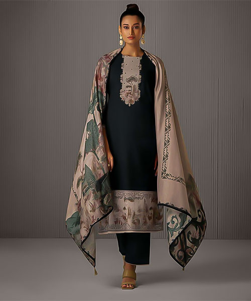 Black Lawn Cotton Party Wear Salwar Kameez in delhi