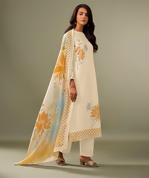 White  Cotton Silk Party Wear Salwar Kameez