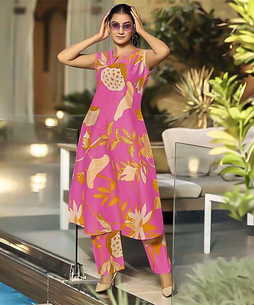 Pink Cotton Casual Wear Kurti in delhi