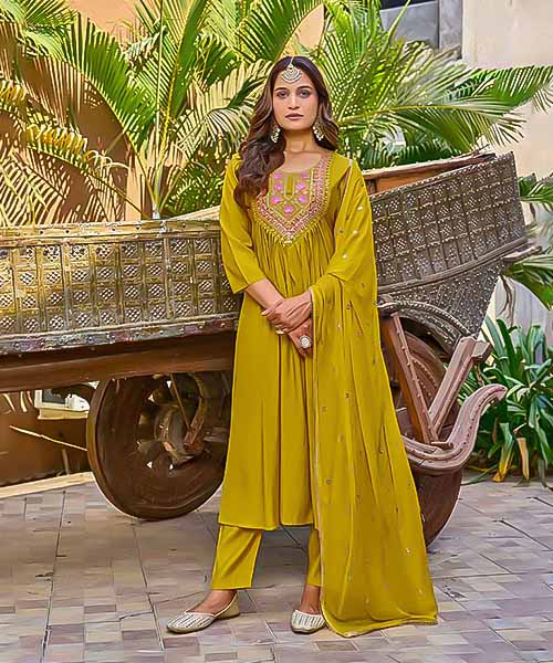 Yellow Viscose Roman Silk Casual Wear Kurti