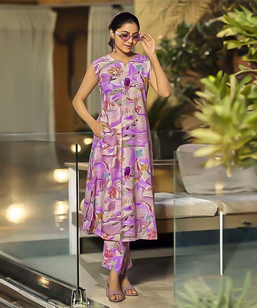 Purple Cotton Casual Wear Kurti in delhi