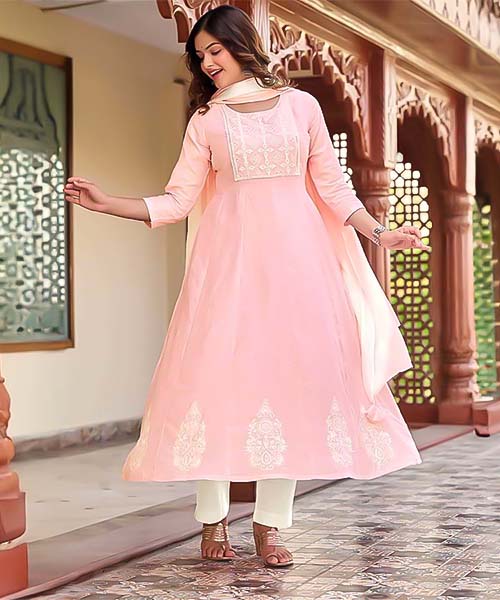 Pink  Cotton Casual Wear Salwar Kameez