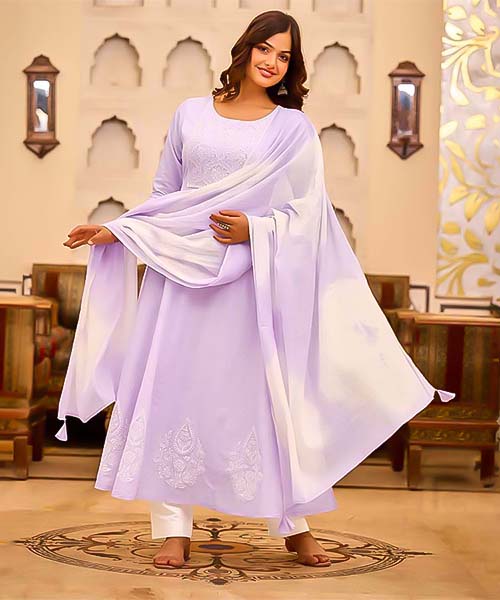 Purple Cotton Casual Wear Salwar Kameez