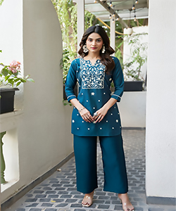 Blue SILK Designer Kurtis