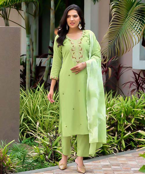 Green  Cotton Casual Wear Salwar Kameez in delhi