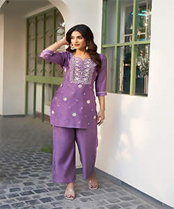 Purple SILK Designer Kurtis