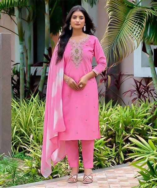 Pink  Cotton Casual Wear Salwar Kameez in delhi