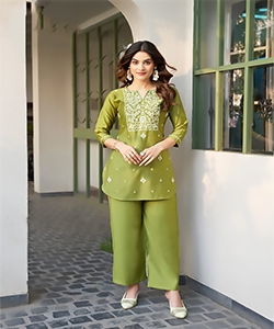 Green SILK Designer Kurtis