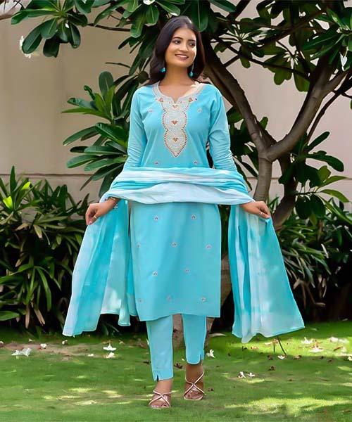 Blue Cotton Casual Wear Salwar Kameez in delhi