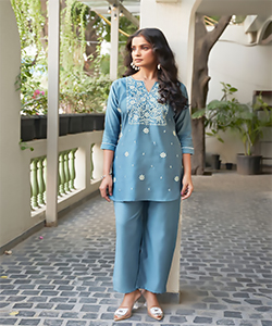 Blue SILK Designer Kurtis