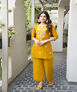 Yellow SILK Designer Kurtis