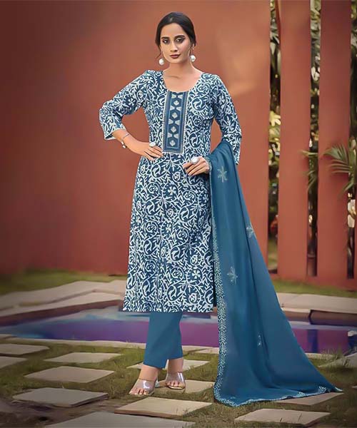 Blue Cotton Casual Wear Salwar Kameez in switzerland