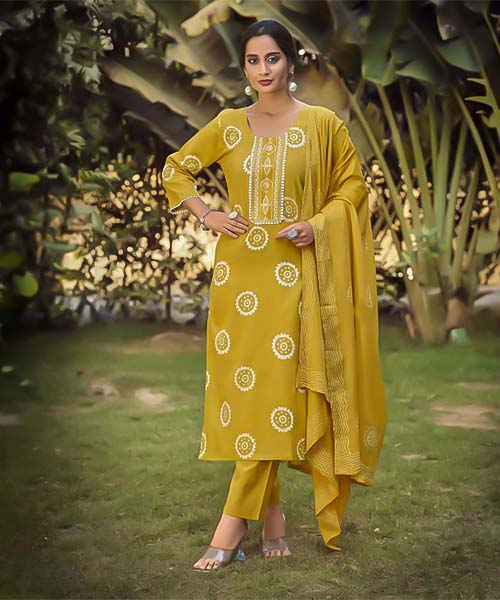 Yellow  Cotton Casual Wear Salwar Kameez in switzerland
