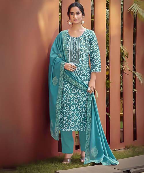 Sky Blue Cotton Casual Wear Salwar Kameez in switzerland