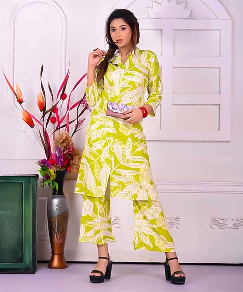 Green  Rayon Printed Kurti