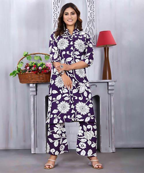 Violet Rayon Printed Kurti in lichfield