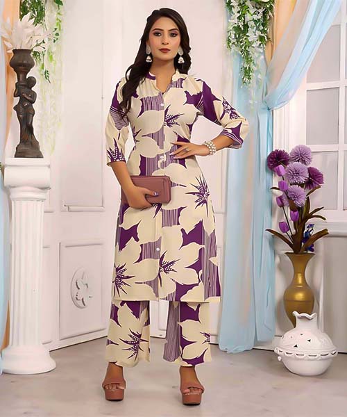 Violet  Rayon Print Designer Kurti in fiji