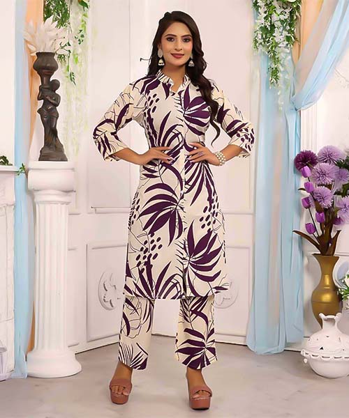 Violet Rayon Print Designer Kurti in fiji