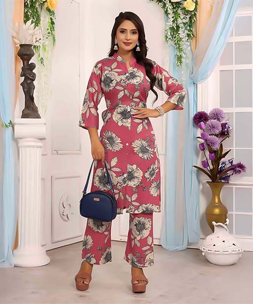 Pink Rayon Print Designer Kurti in fiji