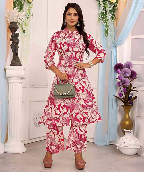 Pink Rayon Print Designer Kurti in fiji
