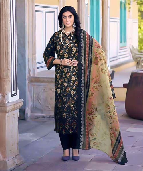 Blue  Lawn Casual Wear Salwar Kameez in oxford