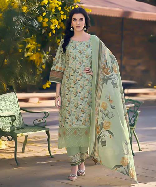 Green  Lawn Casual Wear Salwar Kameez in oxford