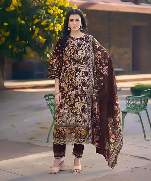 Brown Lawn Casual Wear Salwar Kameez in oxford