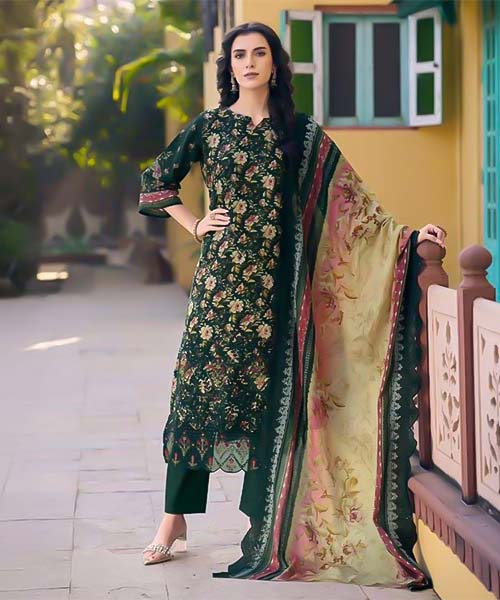 Green  Lawn Casual Wear Salwar Kameez in oxford