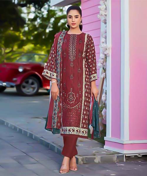 Brown  Lawn Casual Wear Salwar Kameez in bulgaria