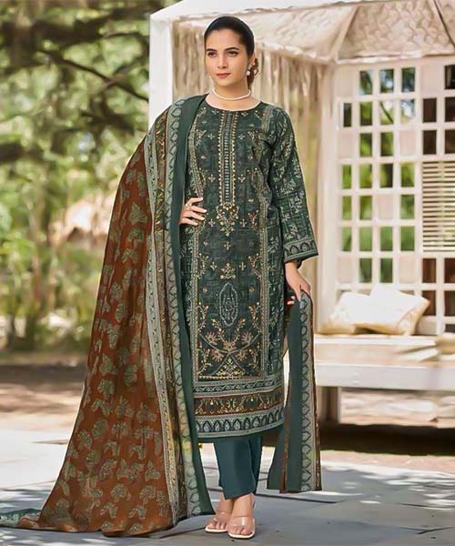 Green  Lawn Casual Wear Salwar Kameez
