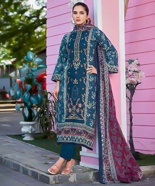 Blue Lawn Casual Wear Salwar Kameez