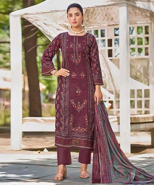 Magenta Lawn Casual Wear Salwar Kameez