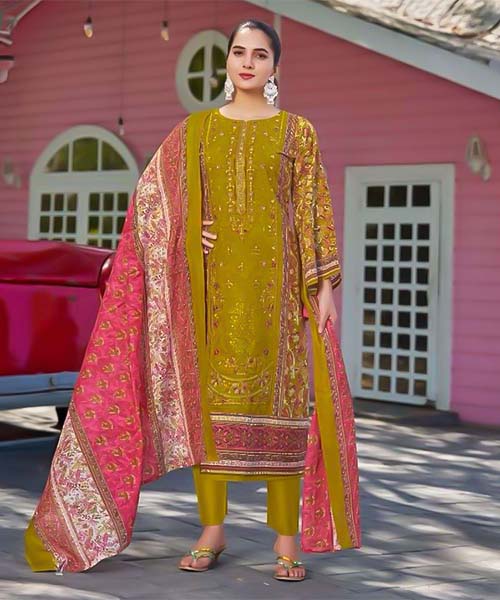 Yellow Lawn Casual Wear Salwar Kameez