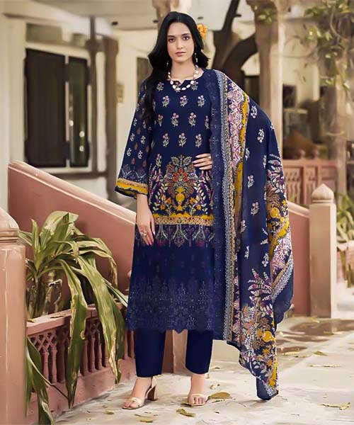 Blue Lawn  Casual Wear Salwar Kameez