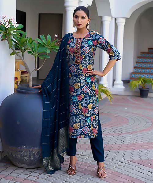 Blue  Vetican Printed Salwar Kameez in memphis