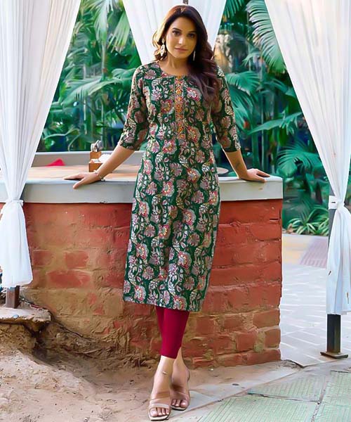 Green  Cotton Printed Kurti in ipswich