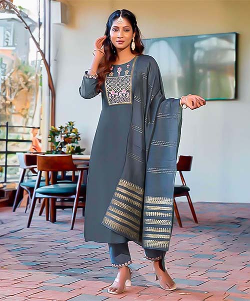 Grey Vetican Silk Casual Wear Kurti in delhi