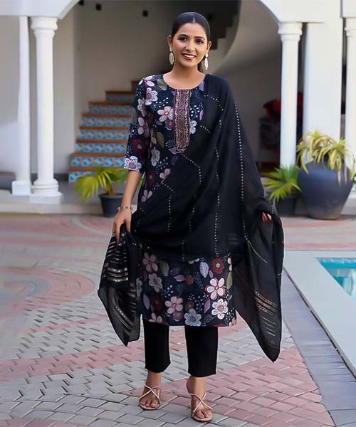 Black Vetican Printed Salwar Kameez
